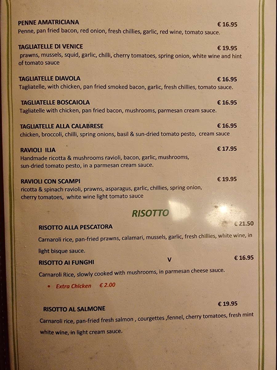 Menu Italian Restaurant Galway - Venice-1